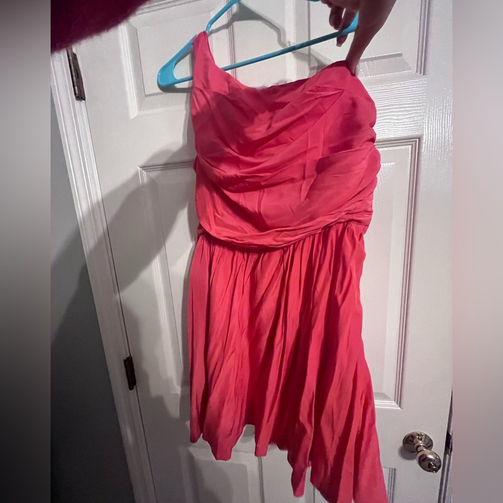 coral/pink one shoulder dress